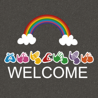 British Sign Language Welcome Sign with rainbow for school playgrounds