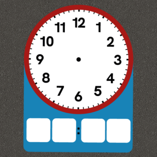 Digital and analogue clock game for playgrounds