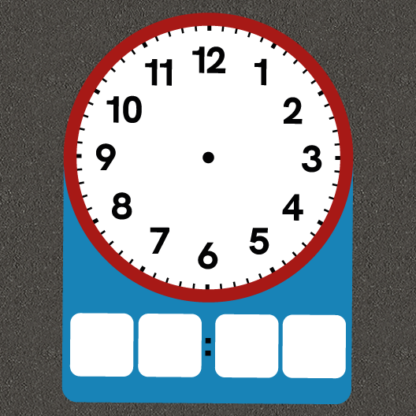 Digital and analogue clock game for playgrounds